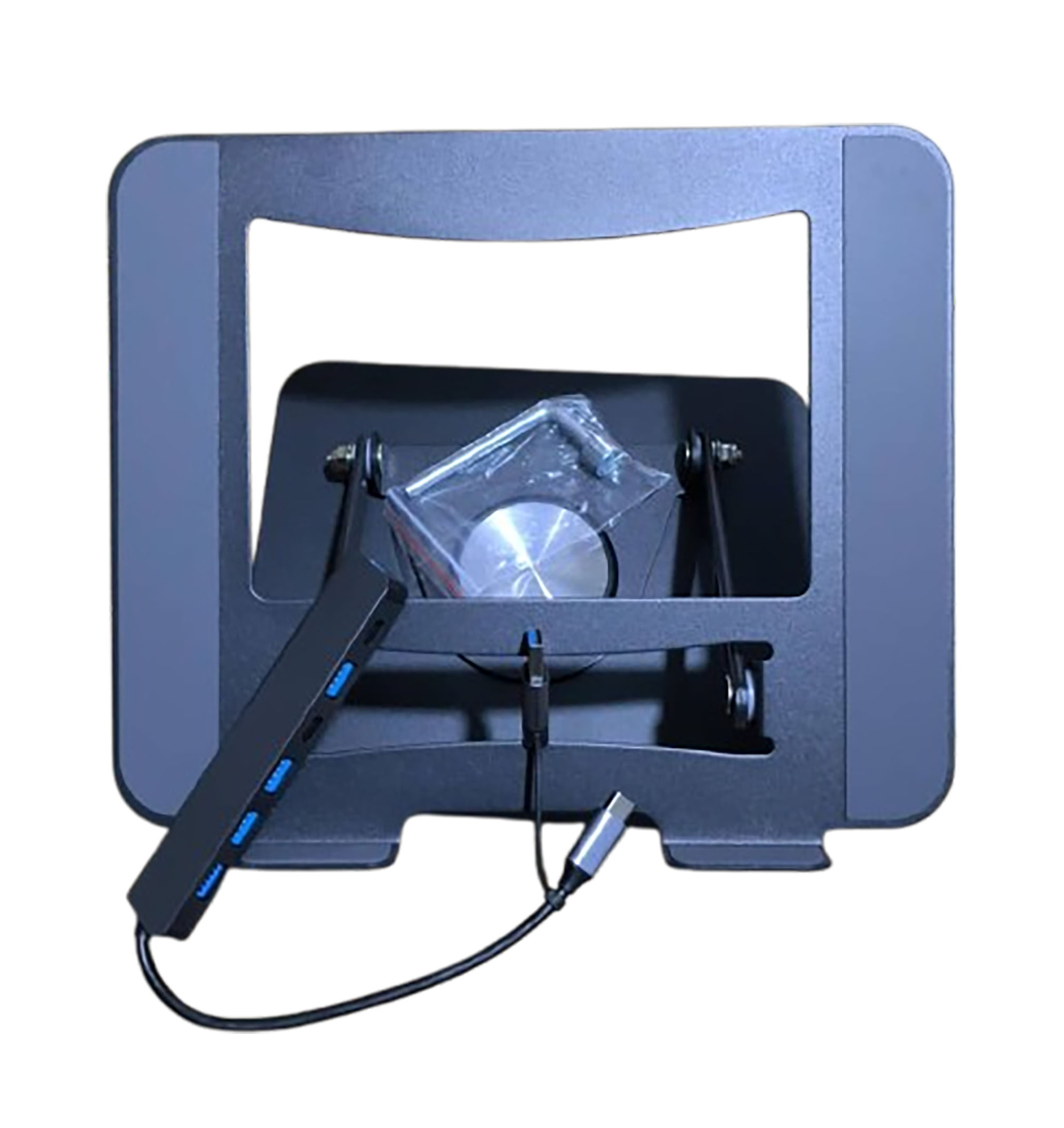 SUPPORT D’ORDINATEUR PORTABLE EN MÉTAL + HUB USB-C INCLUS