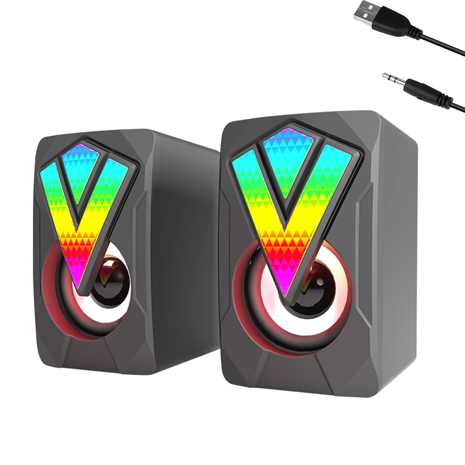 Haut-parleurs d'ordinateur – Mini-enceinte filaire USB 2.0 (Noir) – 6W